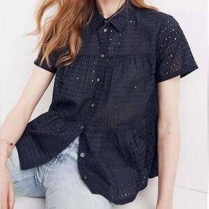 Madewell Eyelet Peplum Button Up